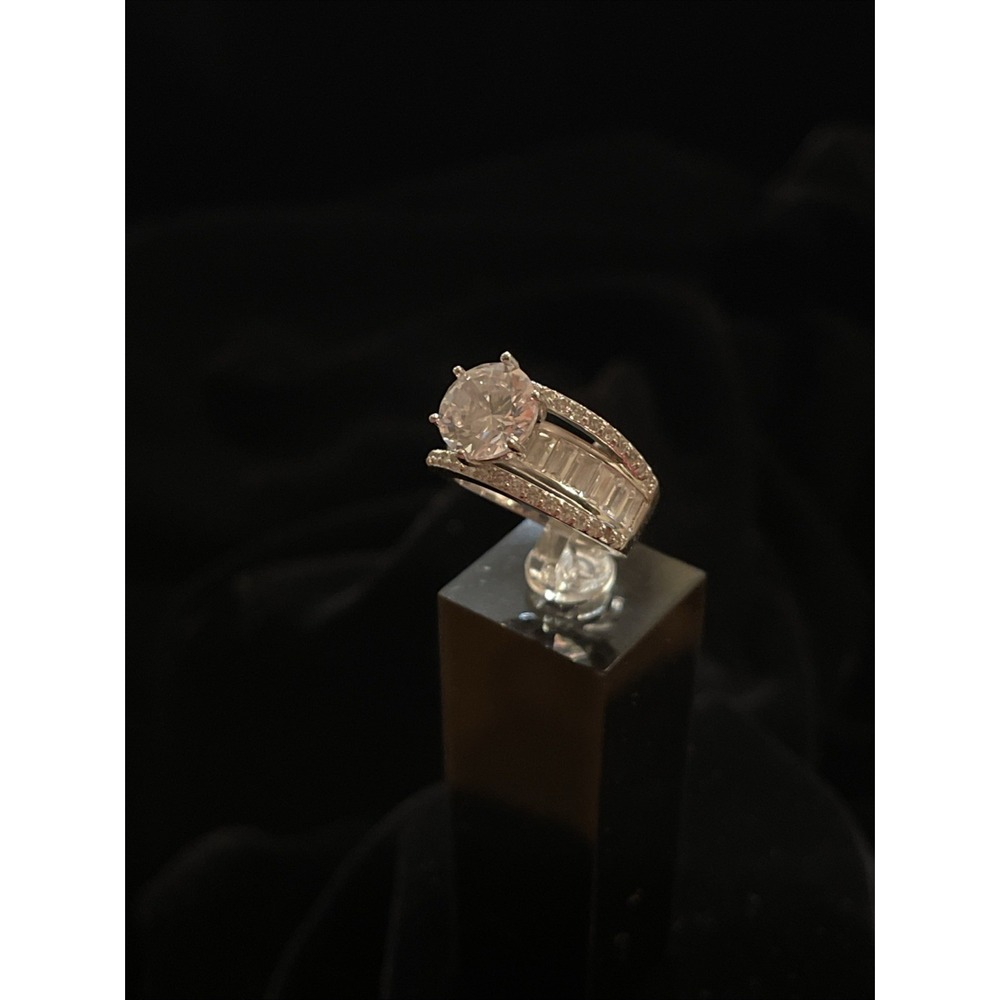 JTV GM 9.25 Sterling Silver CZ Engagement Wedding Anniversary Ring Size 5 - Picture 2 of 11